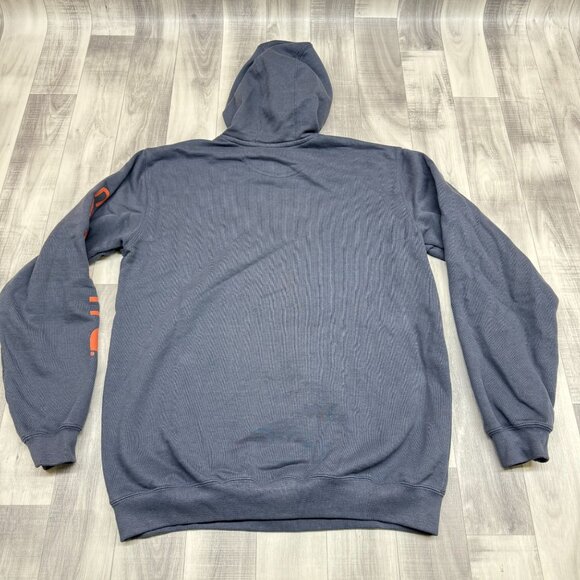 ✅ Mens M Carhartt Loose Fit Midweight Hoodie/Sweatshirt Blue/Gray Orange Logo - Picture 2 of 10